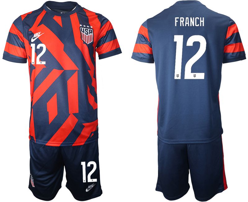 Men 2020-2021 National team United States away #12 blue Nike Soccer Jersey->united states jersey->Soccer Country Jersey